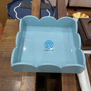 Handmade Wavy Edge Lacquer <b>Tray</b> For Home Decoration Elegant Rectangle Serving <b>Tray</b> For <b>Tea</b> Coffee And Luxury Interior Display - Product Image 6