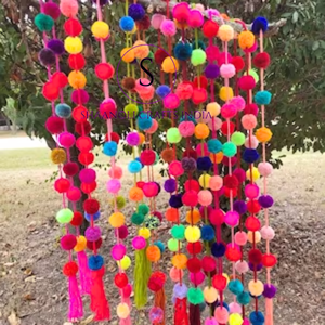 Handmade Eco-Friendly <b>Plastic</b> Pompom Garland Hanging Indoor Decor for Mexican Home & Party Classroom Christmas Use - Product Image 4