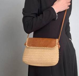 Sac bandoulière en paille tressée : Sac à main à bandoulière en corde de plage - Product Image 2