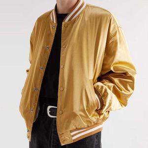 Veste de baseball en satin pakistanais pour hommes, veste bomber décontractée XL, broderie, uni, teinture unie, enduite pour la saison de printemps - Product Image 3
