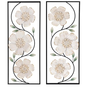 Diseño de flores blancas nuevo arte de pared de Metal acentos decorativos accesorios de Casa metal multicolor arte de la pared decoración en venta al por mayor - Product Image 2