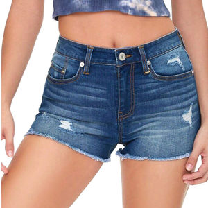 Shorts de Mezclilla para Mujer OEM para Ropa de Calle, el Mejor Material, Nuevos Servicios, Precio Económico, Shorts de Mezclilla para Mujer de Cintura Alta y Color Sólido - Product Image 1