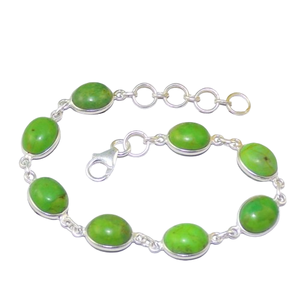 เทอร์ควอยซ์สีเขียวการออกแบบที่ดีที่สุดแข็ง 925 เงินสเตอร์ลิงอัญมณีแฮนด์เมดสร้อยข้อมือเงินเครื่องประดับเครื่องประดับเงินสเตอร์ลิง - Product Image 1