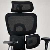 Chaise de bureau noire entièrement en mesh avec accoudoirs 6D, panneaux lombaires séparés et hauteur de siège réglable pour postes de travail de direction