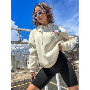 Sudadera con Capucha de Manga Larga para Mujer, de Alta Calidad, con Logotipo Personalizado, Estilo Urbano, Color Sólido, 100% Algodón, para Invierno - Product Image 5