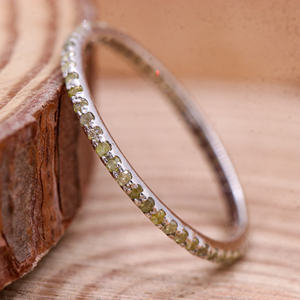 Precioso corte redondo diamante amarillo piedra preciosa Plata de Ley 925 hecho a mano eternidad banda anillos joyería para venta al por mayor - Product Image 4