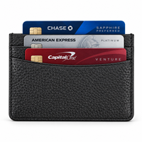 Portefeuille fin en cuir PU pour cartes, 4,3 x 3 pouces, gravable au laser, étui minimaliste pour cartes de crédit, logo personnalisé, vente en gros