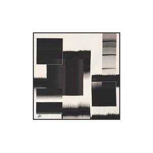 Black and White Polyester Twill Square Scarf with Geometric Pattern - Product Image 2