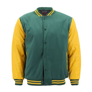 Veste de baseball en cuir style High Street avec broderie en chenille, veste de baseball personnalisée avec lettres - Product Image 1