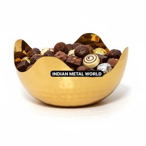 Bol à chocolat en acier inoxydable doré de style moderne avec base sphérique, finition polie, buffet pour la décoration de la maison, porte-bonbons - Product Image 6