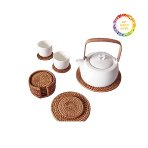 Alfombrilla de ratán decorativa hecha a mano cargador tejido vietnamita para comedor - Product Image 3