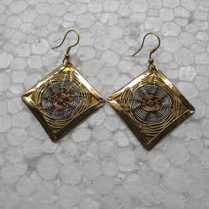 Fancy Partywear Antique Brass Post Earrings Stud Earrings Gold Polished <b>Friendship</b> Day Gift Uses Brass Earrings By FWE - Product Image 6