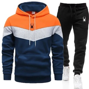 2025 hombres Casual Tricolor diario sudadera traje de alta calidad 100% algodón Jogging deportes chándal para invierno - Product Image 2