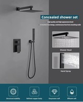 Ensemble de douche mural encastré moderne en acier inoxydable avec douchette pluie et robinets doseurs pour lavabos de salle de bain