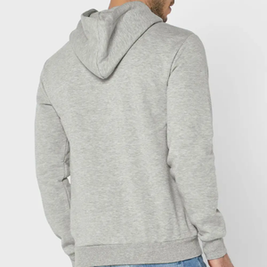 Pull à capuche à fermeture éclair 500gsm en coton épais pour hommes, pull gris surdimensionné avec ficelle régulière, essentiels pour l'hiver - Product Image 2