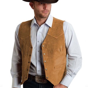 Wholesale Manufacturers Custom Logo Cowboy <b>Vest</b> Slim <b>Suede</b> <b>Vest</b> Casual <b>Men's</b> Leather <b>Vests</b> Waistcoats - Product Image 1