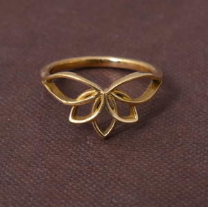 Super Shiny 18K Gold Plated Lotus Flower Brass <b>Ring</b> Trendy Wholesale Jewelry for Engagement Gift Cute Party Fashion for - Product Image 2
