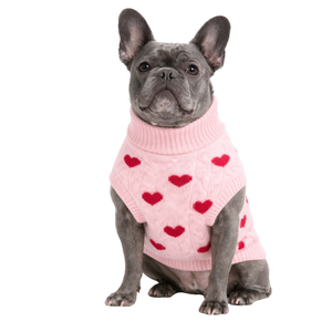 Suéter de Punto para Perro con Corazones, Cálido para Invierno, Suave, con Patrón de Amor, Ropa Cómoda para Perros - Product Image 1