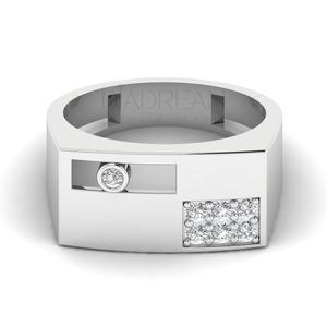 Bague de fiançailles élégante pour homme en argent sterling 925, sertie de diamants en clos, clarté VVS, bijoux fins et tendance - Product Image 1