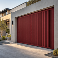Porte de garage inclinable en aluminium rouge mat, porte de garage électrique à lattes verticales pour projet résidentiel