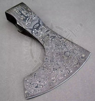 Damaszener Stahl Kopf Kohlenstoffstahl Geschmiedeter Doppelklingen-Tomahawk-Axtkopf mit individuellem Logo, Industriequalität, Holzgriff, Hohe Qualität