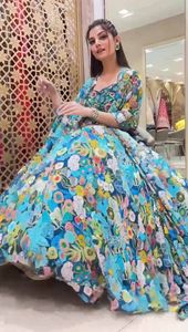 Indian Pakistani Women's Clothing Most Sells Digital Print Peti Embroidery <b>Sequins</b> Work Cancan Canvas Patta Lehenga Choli Lace - Product Image 5