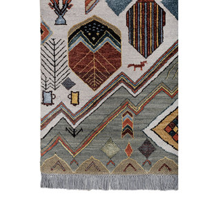 Alfombra Manchaha Azul de Lana y Seda de Bambú Anudada a Mano, 10 mm de Grosor, Patrón Geométrico Abstracto para el Hogar, Pasillo, Modelo Rectangular-Les-2842 - Product Image 4