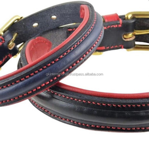 High Quality Luxury Padded Raised Leather Dog Collar with Colorful <b>Stitching</b> & Padding Solid Brass Hardware Dog Pet <b>Accessories</b> - Product Image 2