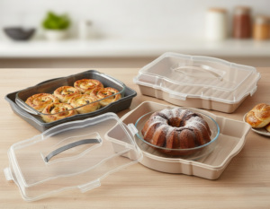 Caja de Plástico Transparente Rectangular para Pasteles, con Tapa, Resistente al Agua, Apta para Lavavajillas, Fácil de Limpiar, con Asas, para Almacenamiento de Alimentos - Product Image 6