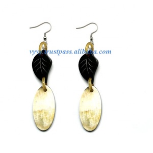 Vietnam Trendy Natural Water Buffalo Horn <b>Clip</b>-<b>On</b> <b>Earrings</b> Fashionable Wedding Party Accessory or Gift VE052 - Product Image 1