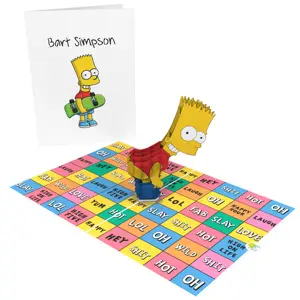 Komik Bart Simpson 3D komik parti yıldönümü için Pop Up kart sıcak satış en çok satan 3D kart el yapımı kağıt lazer kesim