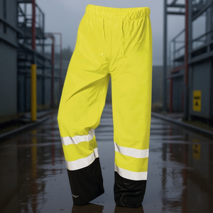 Pantalons de pluie haute visibilité Dirk jaune/noir, imperméables jaunes/noirs - Product Image 3