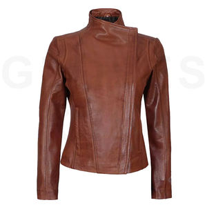 Venta al por mayor caliente personalizado mujeres chaquetas de cuero de piel de oveja de cuero genuino cremallera elegante chaqueta al por mayor 2025 - Product Image 6