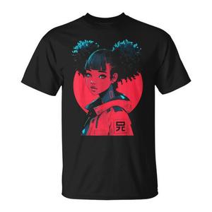 T-Shirt Cyberpunk Giapponese Stile Harajuku, Maglietta Promozionale con Ragazza Anime Manga Waifu - Product Image 1