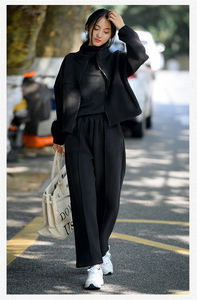 ชุดวอร์ม2ชิ้นผ้าฟลีซแบบมีซิปมีฮู้ดสำหรับผู้หญิงชุดวอร์มผ้าคอตตอนแบบลำลองออกแบบได้ตามต้องการ - Product Image 5