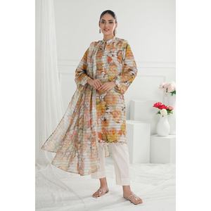 Conjunto de Traje de 3 Piezas para Mujer, Sin Costuras, de Algodón y Seda, Estampado, con Dupatta, Modelo CS-52003 - Product Image 2