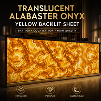 Vente en gros d'usine : Dalle de pierre artificielle translucide jaune polie moderne rétroéclairée pour comptoir de bar, mur de réception, dessus de table d'hôtel