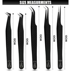 Pinza de extensión de pestañas de fibra negra de venta caliente, pinza de volumen de 90 grados con punta de diamante, herramienta de aislamiento puntiaguda - Product Image 4