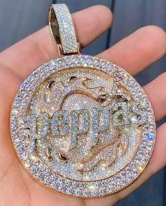 Ice Out Round Cut VVS Moissanite Diamant Pendentif Hip-Hop Bijoux Pendentif Cadeau De Mariage Pour Hommes En Argent Sterling 925 - Product Image 1