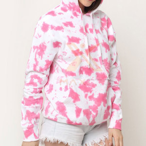 เสื้อฮู้ดแขนยาวผ้าฝ้ายผสมโพลีเอสเตอร์สำหรับผู้หญิง แห้งเร็ว ลายมัดย้อม - Product Image 4