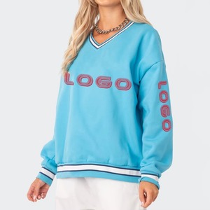 Calidad Premium Unisex 100% algodón grueso GSM sudadera de gran tamaño bordado cuello redondo en blanco hombres sudadera cómoda - Product Image 3