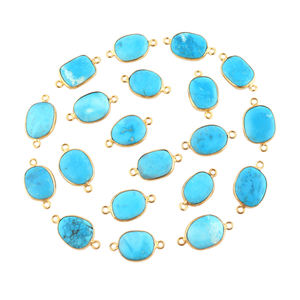 Holesale-conector doble de Latón chapado en oro para collar, conjunto de bisel azul cielo howlita turquesa DIY - Product Image 1