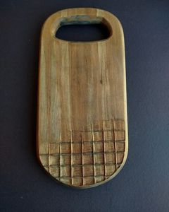 Tabla de cortar redonda de madera hecha a mano con tallado radial, Decoración de cocina ecológica elegante, bandeja de servicio rústica - Product Image 2