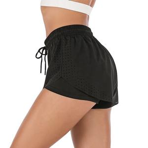 Venta al por mayor de nailon para entrenamiento de levantamiento de glúteos personalizado atlético a juego Sexy gimnasio Fitness verano Yoga Biker mujeres pantalones cortos conjuntos - Product Image 4