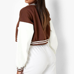 Haute qualité 2025 femmes Logo personnalisé broderie varsity vestes en gros Baseball Streetwear manches en cuir solide - Product Image 5