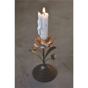 Candelabro de Metal Dorado Vintage con Forma de Flor de Loto, Portavelas Cónico de Estilo Moderno de Mediados de Siglo, Escultura Floral, Centro de Mesa para Decoración - Product Image 4