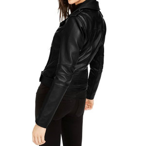 Chaqueta Corta de Cuero Genuino para Mujer, Diseño Minimalista, Cierre Oculto, Impermeable, Reversible, Estilo Casual para Otoño - Product Image 3