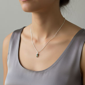 Collier en argent sterling avec chaîne, forme de balle petite, plaqué rhodium, tendance, pour fiançailles et fêtes - Product Image 5