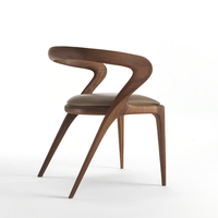 Chaise de Salle à Manger Luxe Moderne Elefante en Bois et Cuir, Siège en Cuir Résistant pour Villa, Chaises en Bois Massif pour Maison