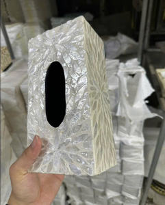 Boîte à mouchoirs de luxe incrustée de nacre, design décoratif en incrustation de coquillages - Product Image 6